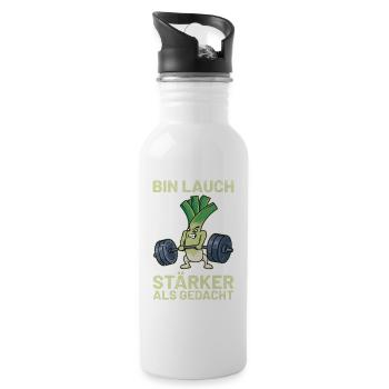 Gewichtheber BIN LAUCH STÄRKER ALS GEDACHT Lustig - Trinkflasche mit integriertem Trinkhalm - Weiß - Rechts