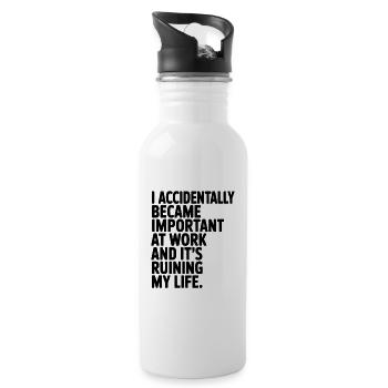 Work Life Overload Quote - Water bottle with straw - white - Right