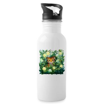 Tiger in lemon leaves - Water bottle with straw - white - Right