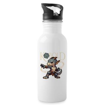 Kobold-Krieger und Würfel - Trinkflasche mit integriertem Trinkhalm - Weiß - Rechts