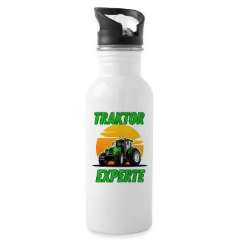 Traktor Experte - Trinkflasche mit integriertem Trinkhalm - Weiß - Rechts
