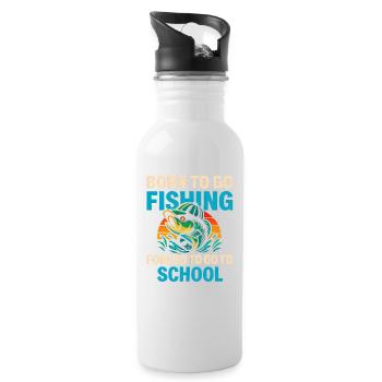 Né pour aller pêcher, forcé d’aller à l’école Pêcheur - Gourde avec paille intégrée - blanc - Droite