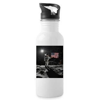 Astronaut on moon - Water bottle with straw - white - Right