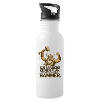 Wikinger Viking Legende Seemann Odin Rabe Kämpfer - Trinkflasche mit integriertem Trinkhalm - Weiß - Rechts