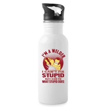 Schweißer Spruch Geschenke Für Metallbauer  - Trinkflasche mit integriertem Trinkhalm - Weiß - Rechts