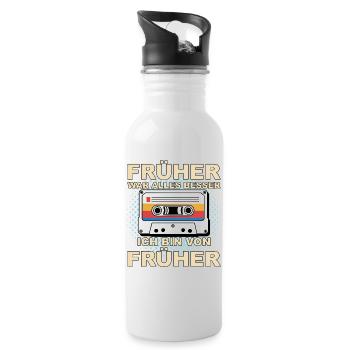 Früher war alles besser - Ich bin von früher - Trinkflasche mit integriertem Trinkhalm - Weiß - Rechts