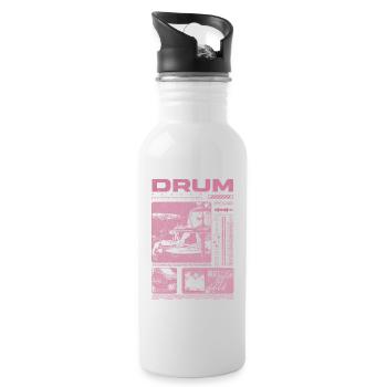 Rock Drummer Drum Player Streetwear - Water bottle with straw - white - Right