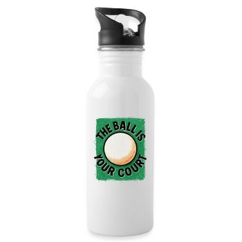 Dieser Ball liegt bei dir – Tischtennis - Trinkflasche mit integriertem Trinkhalm - Weiß - Rechts