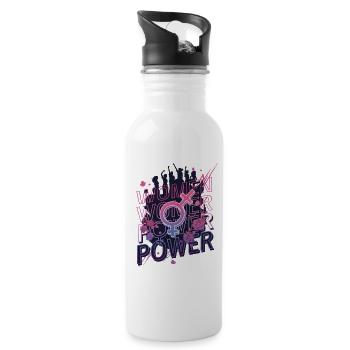 Women Power Feminismus Rosen Design - Trinkflasche mit integriertem Trinkhalm - Weiß - Rechts