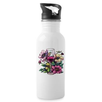 Flower wine in a glass - Water bottle with straw - white - Right