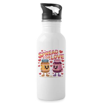 Valentinstags-Erdnussbutter und Marmelade verbreiten die Liebe - Trinkflasche mit integriertem Trinkhalm - Weiß - Rechts
