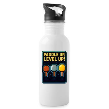 Paddeln hoch, Level Up, Tischtennis. - Trinkflasche mit integriertem Trinkhalm - Weiß - Rechts