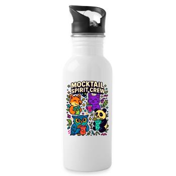 mocktail spirit crew, süße tiere - Trinkflasche mit integriertem Trinkhalm - Weiß - Rechts
