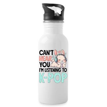 Can't Hear You In Listening To K-Pop - Water bottle with straw - white - Right