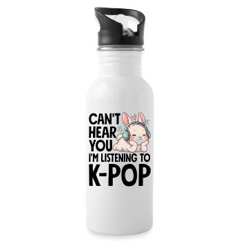 Can't Hear You In Listening To K-Pop - Water bottle with straw - white - Right
