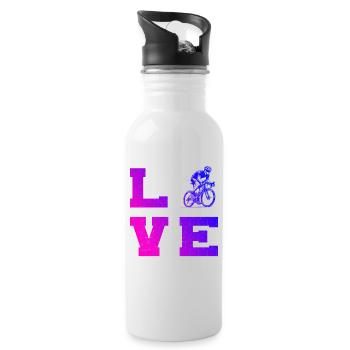 Clear road bike motif for every day - Water bottle with straw - white - Right