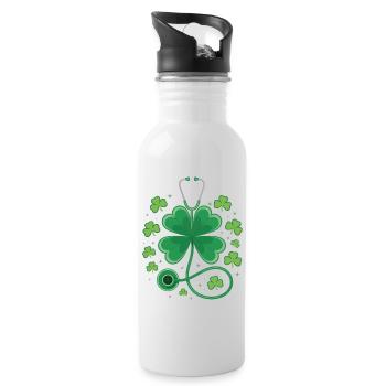 Kleeblatt-Stethoskop Design - Trinkflasche mit integriertem Trinkhalm - Weiß - Rechts