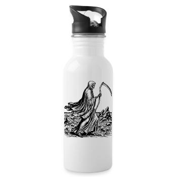 Grim reaper with scythe at the sea  - Water bottle with straw - white - Right