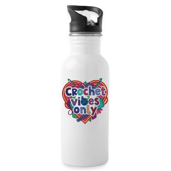 Funny Crochet Vibes Only Crochet Lover Yarn Lovers - Water bottle with straw - white - Right