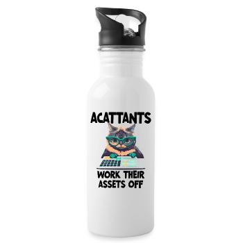 Funny Accountants Work Their Assets Off  - Water bottle with straw - white - Right