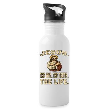 Jesus . The Way. The Truth. The Life. - Christen - Trinkflasche mit integriertem Trinkhalm - Weiß - Rechts