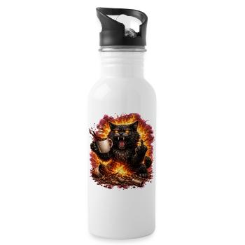 Feuerkatze Kaffee-Trotz - Trinkflasche mit integriertem Trinkhalm - Weiß - Rechts