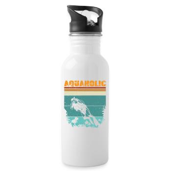 Retro Diver Design Vintage Saying - Water bottle with straw - white - Right