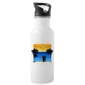 Fun holiday & surfer design - Water bottle with straw - white - Right