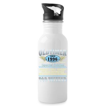 Vintage February Vintage 1996 Man 30th Birthday - Water bottle with straw - white - Right