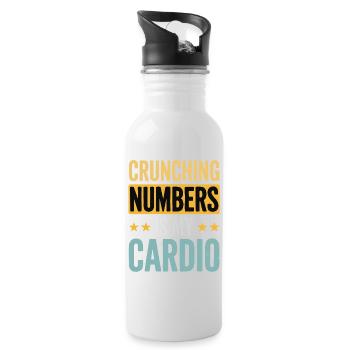 Crunching Numbers - Cardio Finanzhumor - Trinkflasche mit integriertem Trinkhalm - Weiß - Rechts