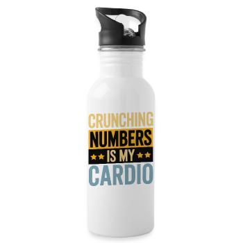 Crunching Numbers - Cardio Financial Humor - Water bottle with straw - white - Right