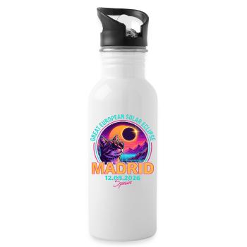 Solar Cat Madrid Eclipse 2026 - Trinkflasche mit integriertem Trinkhalm - Weiß - Rechts