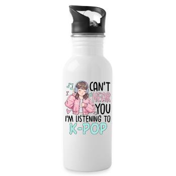 Can't Hear You In Listening To K-Pop - Water bottle with straw - white - Right