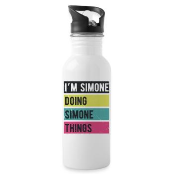 Ich bin Simone und mache Simone Things Retro Colors - Trinkflasche mit integriertem Trinkhalm - Weiß - Rechts