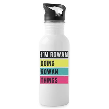 I’m Rowan Doing Rowan Things Retro Colors - Trinkflasche mit integriertem Trinkhalm - Weiß - Rechts