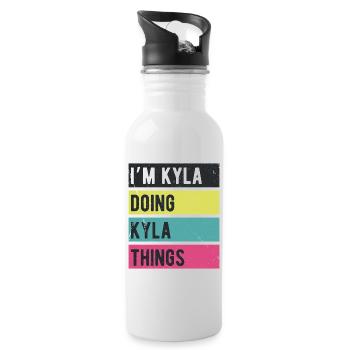 Ich bin Kyla und mache Kyla Things Retro Colors - Trinkflasche mit integriertem Trinkhalm - Weiß - Rechts