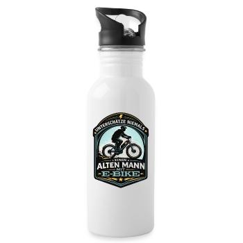 Never underestimate old man with e-bike design - Water bottle with straw - white - Right