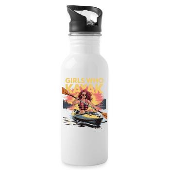 Cadeaux Girls Who Kayak Heaven Design - Gourde avec paille intégrée - blanc - Droite