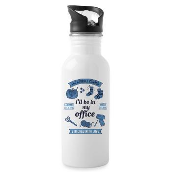 Funny Crochet Lover Ill Be In My Office Crochet - Water bottle with straw - white - Right