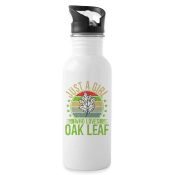 Just A Girl Who Loves Oak Leaf - Water bottle with straw - white - Right
