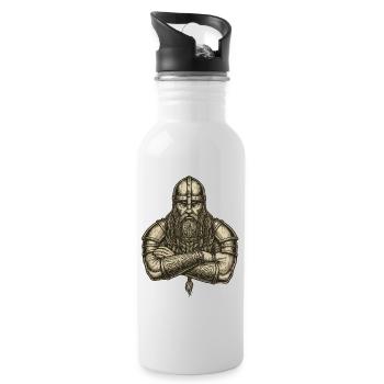 Légende viking viking marin Odin Raven Fighter - Gourde avec paille intégrée - blanc - Droite
