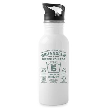 5 years of service - treat gently - colleague - Water bottle with straw - white - Right