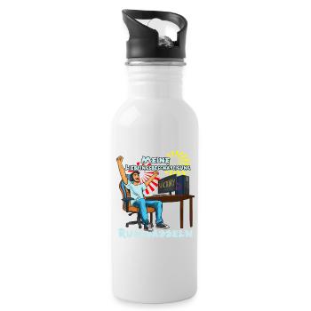 Rumdaddeln: Gaming-Lieblingsbeschäftigung - Trinkflasche mit integriertem Trinkhalm - Weiß - Rechts
