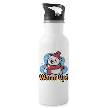 Warm Up Polar Bear Cozy - Trinkflasche mit integriertem Trinkhalm - Weiß - Rechts