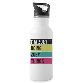 Ich bin Zoey und mache Zoey Things Retro Colors - Trinkflasche mit integriertem Trinkhalm - Weiß - Rechts