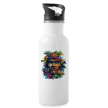 Tiki Tropical Mask Couleurs néon - Gourde avec paille intégrée - blanc - Droite