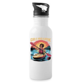Cadeaux Girls Who Kayak Heaven Design - Gourde avec paille intégrée - blanc - Droite