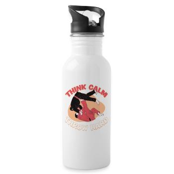 Judo Martial Arts Think Calm Throw Hard - Water bottle with straw - white - Right