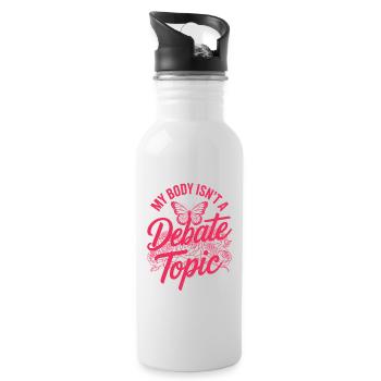 Women's Day Feminism My Body Isn't A Depate Topic - Water bottle with straw - white - Right