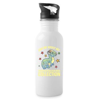 Pachycephalosaurus Stuffed Animal Plush Dinosaur - Water bottle with straw - white - Right
